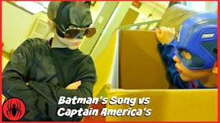 Batman Song vs Captain America BATMAN IS COOL superhero real life movie SuperHeroKids Resimi