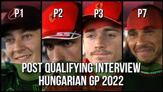 CHARLES LECLERC, CARLOS SAINZ, LEWIS HAMILTON & GEORGE RUSSELL POST QUALIFYING HUNGARIAN GP 2022