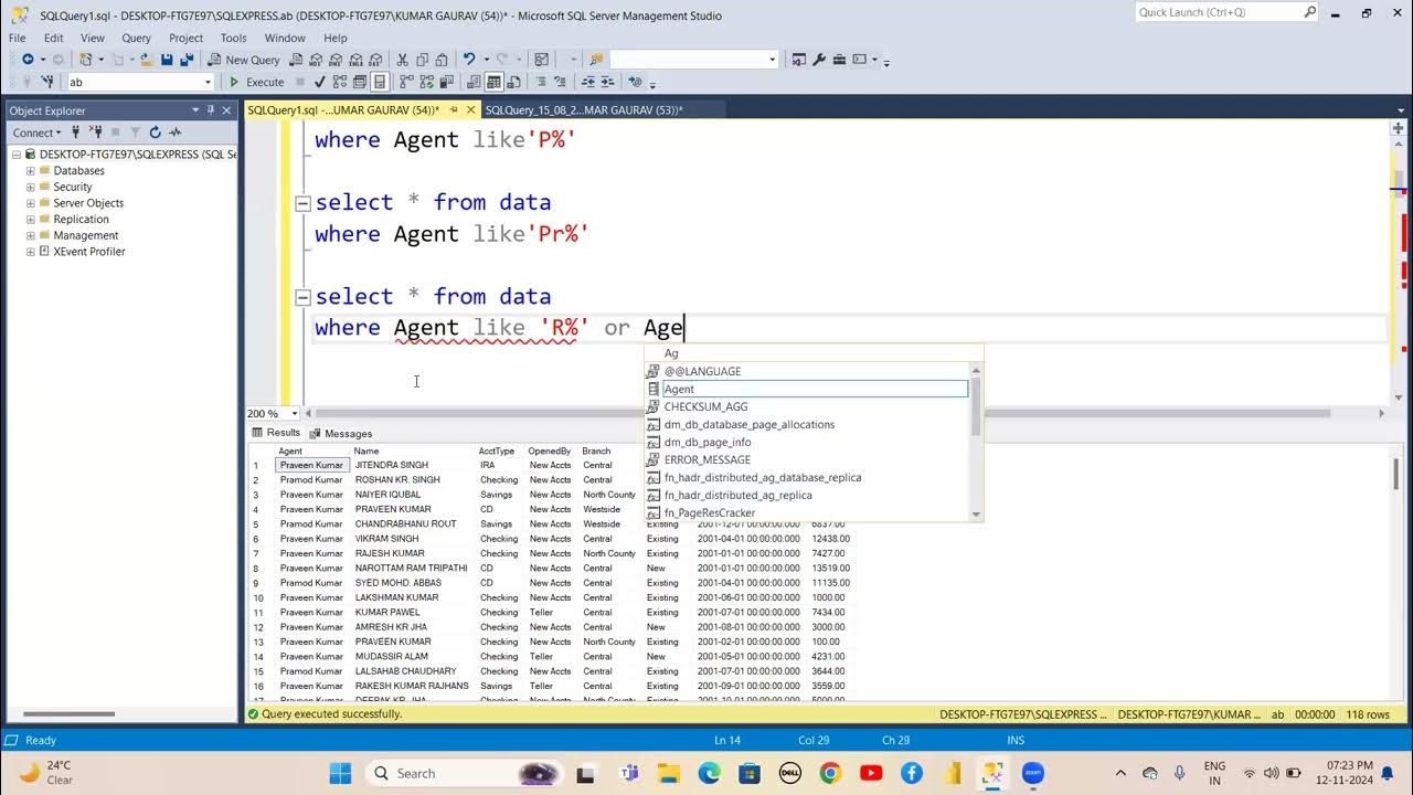 WILD CARD IN SQL | EXISTS COMMAND - YouTube