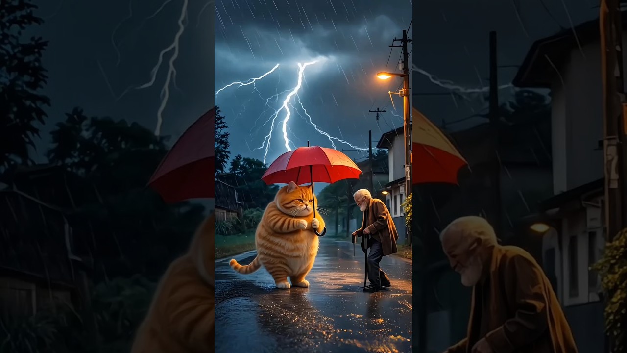 old man is friend a cat 😺 