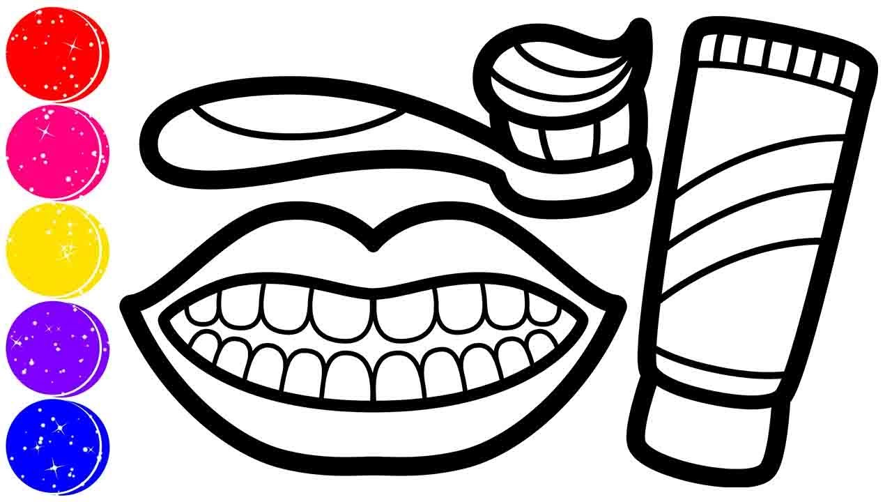 Glitter Coloring and Drawing - Set for Brushing your Teeth | Halaman
