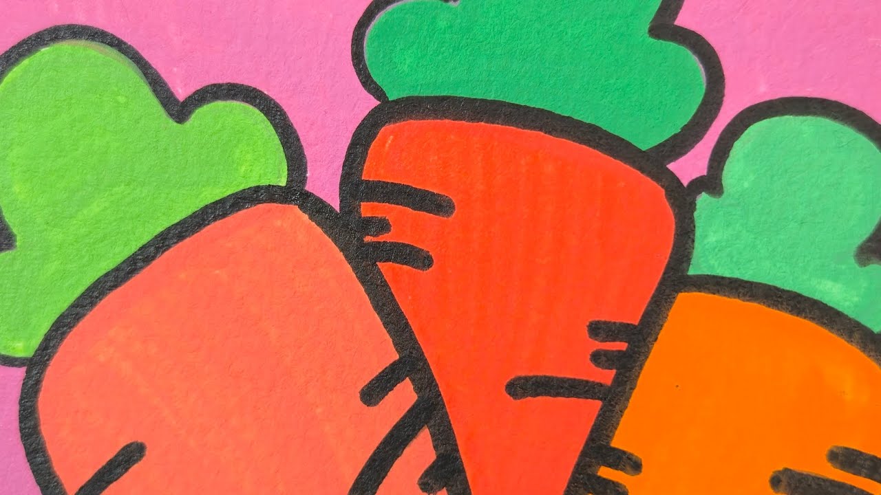 [ASMR] 마카펜 그림 모음: 당근, 애벌레, 가지, 풍선, 케이크 | Satisfying Marker Drawing Compilation