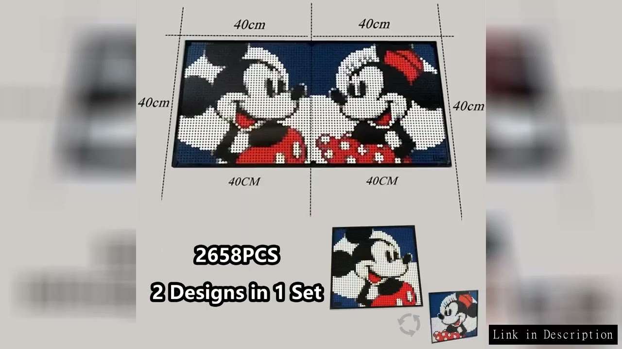 2658PCS Pixel Art Cartoon Character Mickey Mouse Wall Decoration Painting Building Blocks Model Toy
