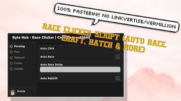 Roblox Race Clicker Script - Byte Hub | PASTEBIN (Auto race, click, rebirth, & MORE!)