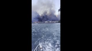 Fires devastating Lahaina as seen from the ocean