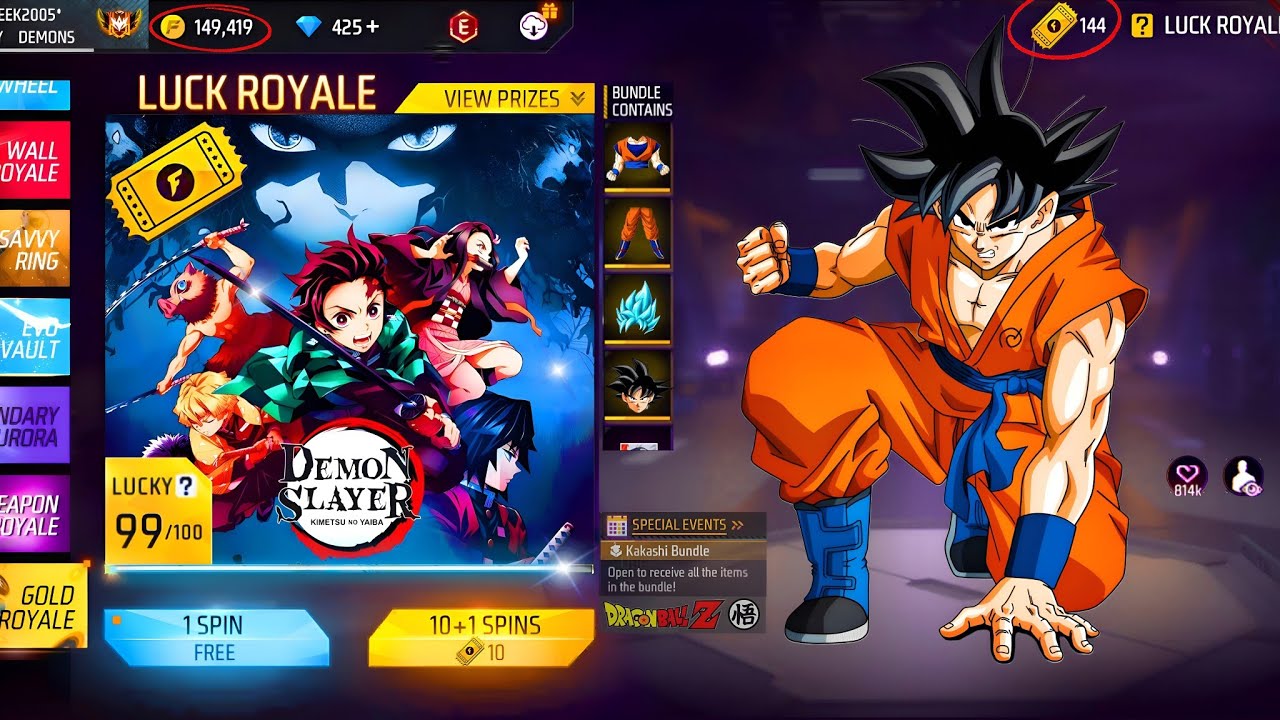 GOKU + NARUTO 🤯IN GOLD ROYALE 😱⁉️NARUTO CHAPTER 2 🤑 FREE REWARDS💸 BUY 10.000 DIAMONDS 💎 FREE FIRE 🔥🔥