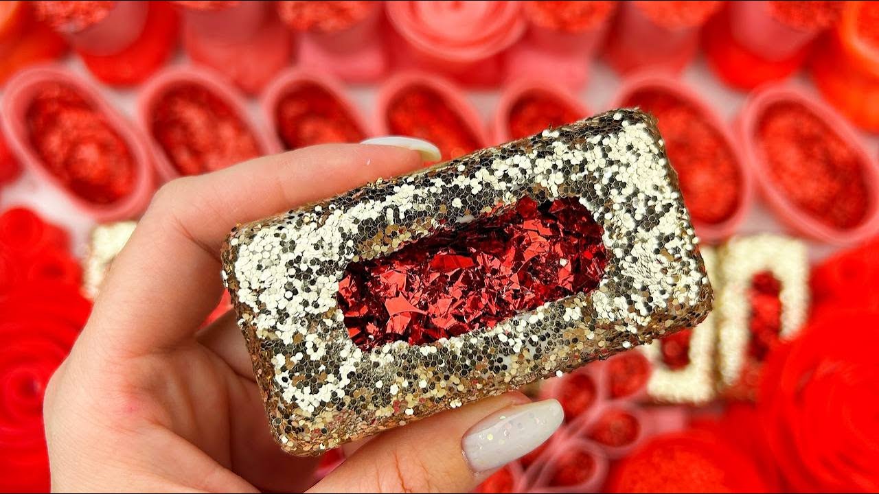 Relaxing ASMR Soap Art: Crushing Colorful Soap, Cutting cubes, and Creating with Glitter and Foam!