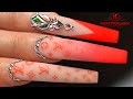 HOW TO DO RED LOUIS VUITTON NAILS TUTORIAL I LONG ACRYLIC COFFIN SHAPE DESIGN I NOTPOLISH 2020 TREND