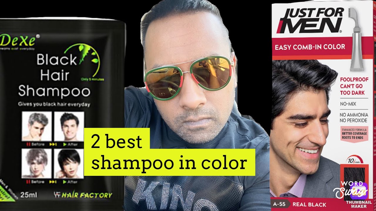 DEXE BLACK hair SHAMPOO DYE hair vs JUST FOR men NO mix NO mess COMB IN