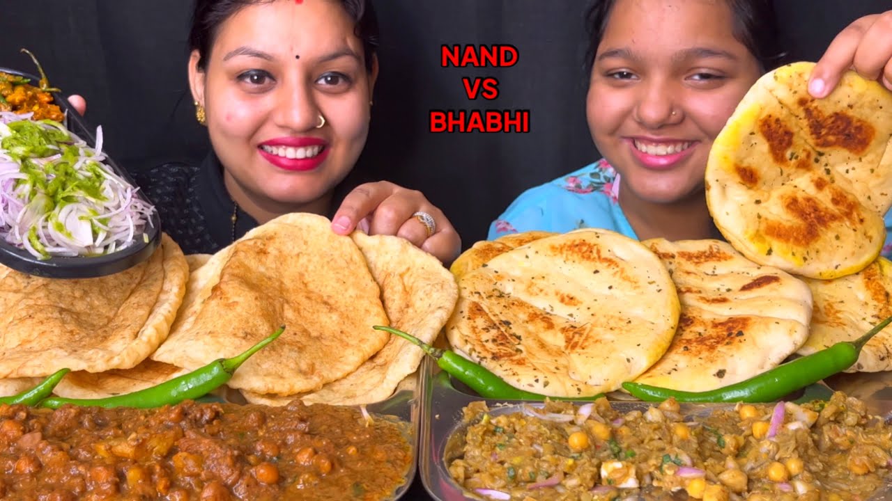Eating Yummy 🤤 Chole Kulche & Chole Bhature I Nand Vs Bhabhi Eating 🍽️ Challenge I Foodie Gd