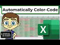 Automatically color code specific words in excel