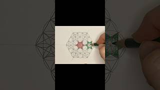 Drawing &amp; Coloring Geometric Pattern - Stars &amp; Hexagons #sacredgeometry #patterns #timelapse #shorts