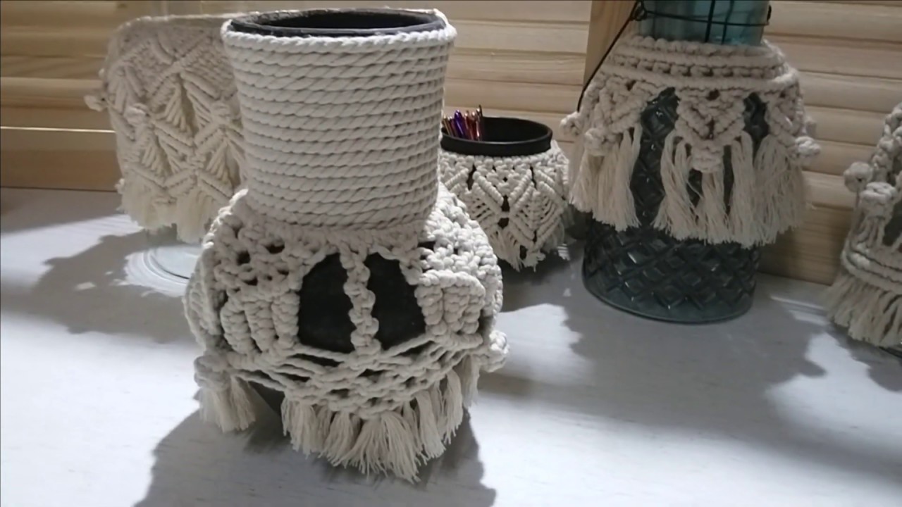 Плетеные вазы макраме