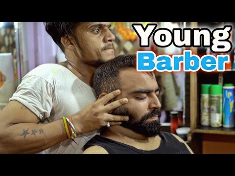 Powerful Head Massage | Back Tapp Massage | Hand pressure Massage by young Barber-ASMR Indian barber