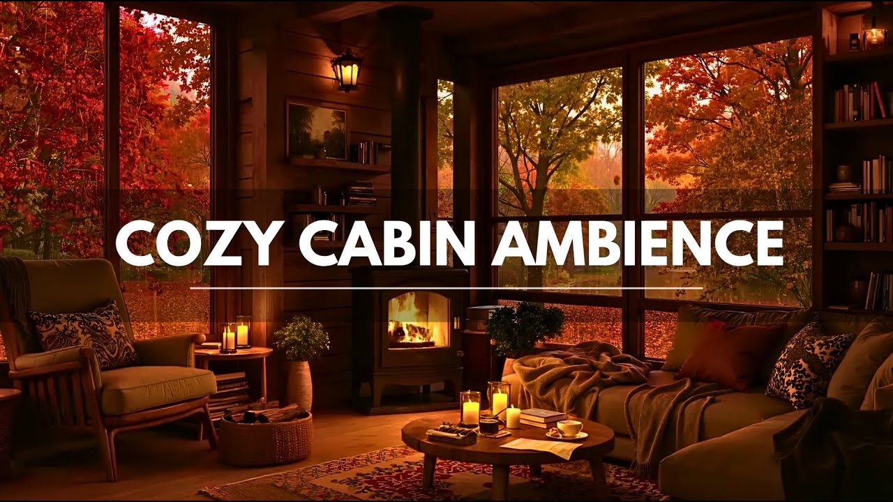 Cozy Autumn Cabin Ambience – Relaxing Lofi & Jazz Music with Fireplace ...