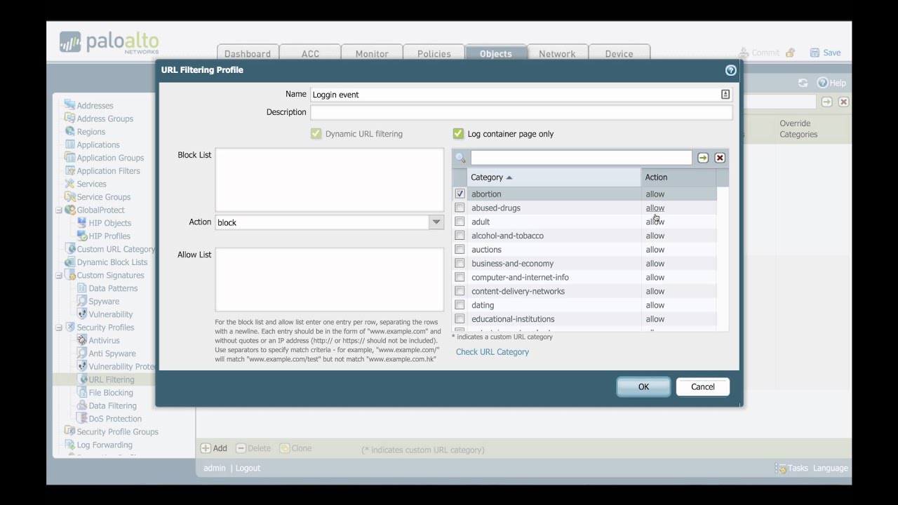 PAN OS URL Filtering Profiles - YouTube
