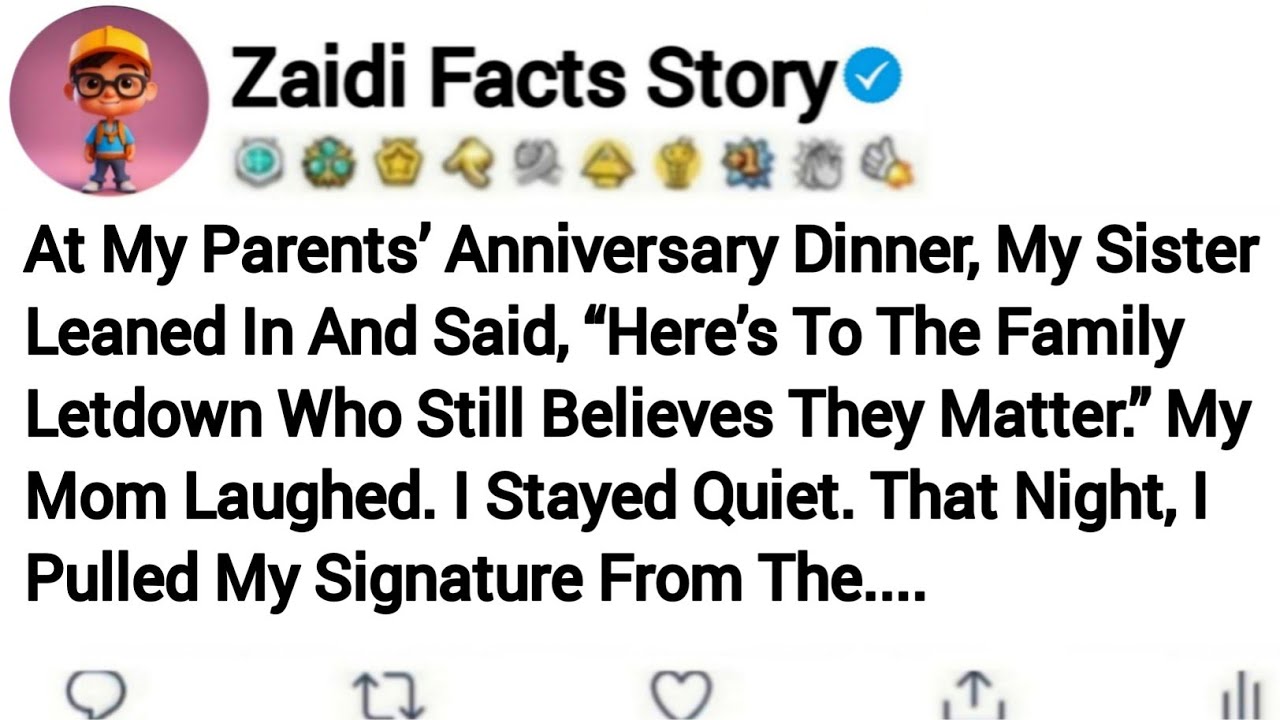 At My Parents' Anniversary Dinner, My Sister Leaned In And Said, 