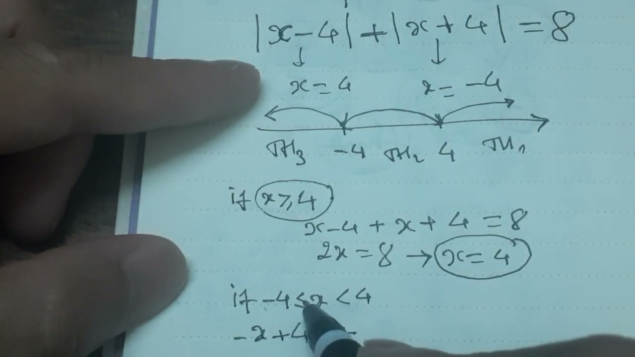 Solve for x , |x-4| +|x+4|=8 | freemath is fun