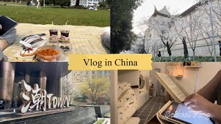 School Vlog in China_중국 우한대 유학생 브이로그💜 | 학교 피크닉 브이로그 | 벛꽃🌸관광지가 학교라면? | 중국에서 첫 찜찔방😆 | 이번년도 첫 마라롱샤🦞