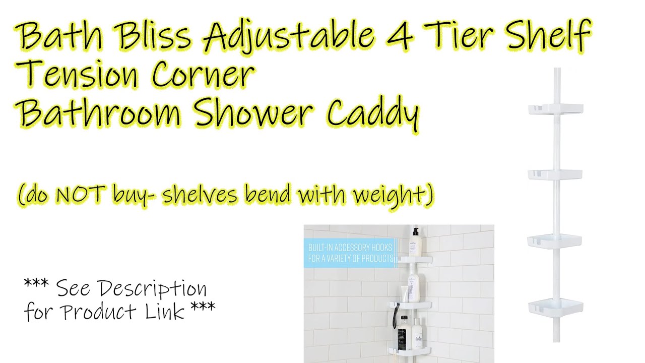 CORNER SHOWER SHELF 4 Tier Pole Caddy MODERN Telescopic Bathroom Rack  Extendable