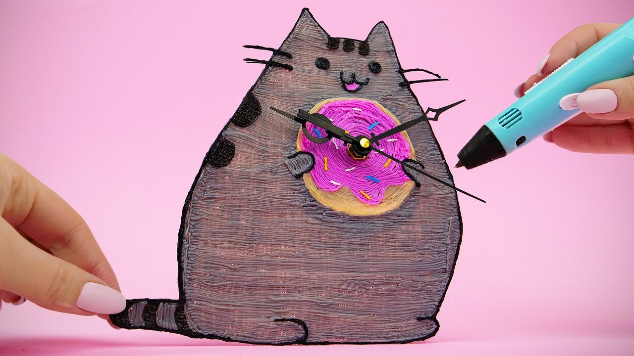 Pusheen DIY Table Clock with 3D Pen 3D Pen Creations Gift Idea