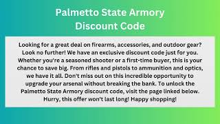 Palmetto State Armory Black Friday Discount Code 2023