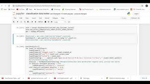 Sentimen analisis twitter dengan menggunakan python. Memisahkan kata positif, negatif, dan netral