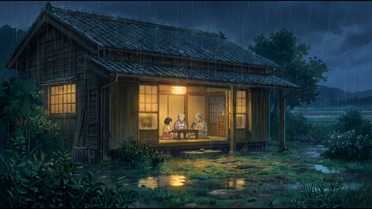 Slow Rain & Distant Thunder | Ghibli-Inspired Countryside Ambience