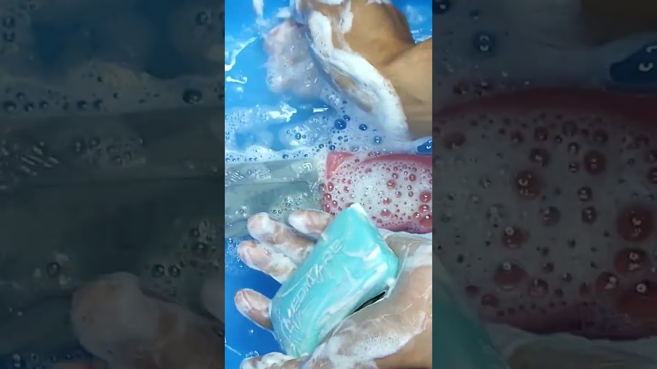 ASMR Soap🧼 Lathering Soap Medicare Cool, Nuvo Charcoal and Lifebuoy Red 🧼💙🖤❤ #shortsvideo