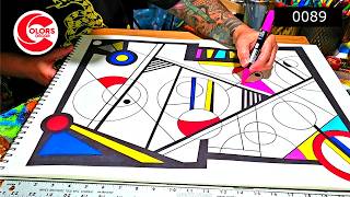 Primary Patterns & Vibrant Shapes | Geometric Abstraction Tutorial [PART 1 DEMO]