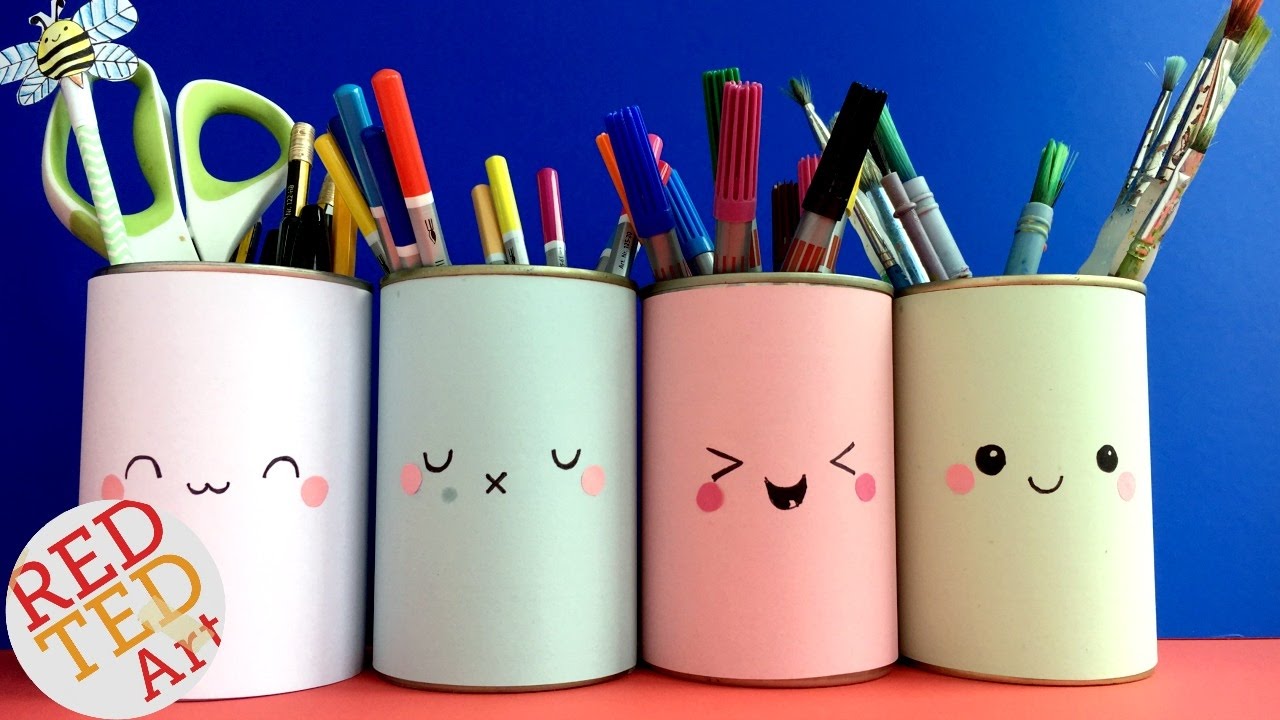 Kawaii Pencil Holder DIY Idea - Red Ted Art - Kids Crafts