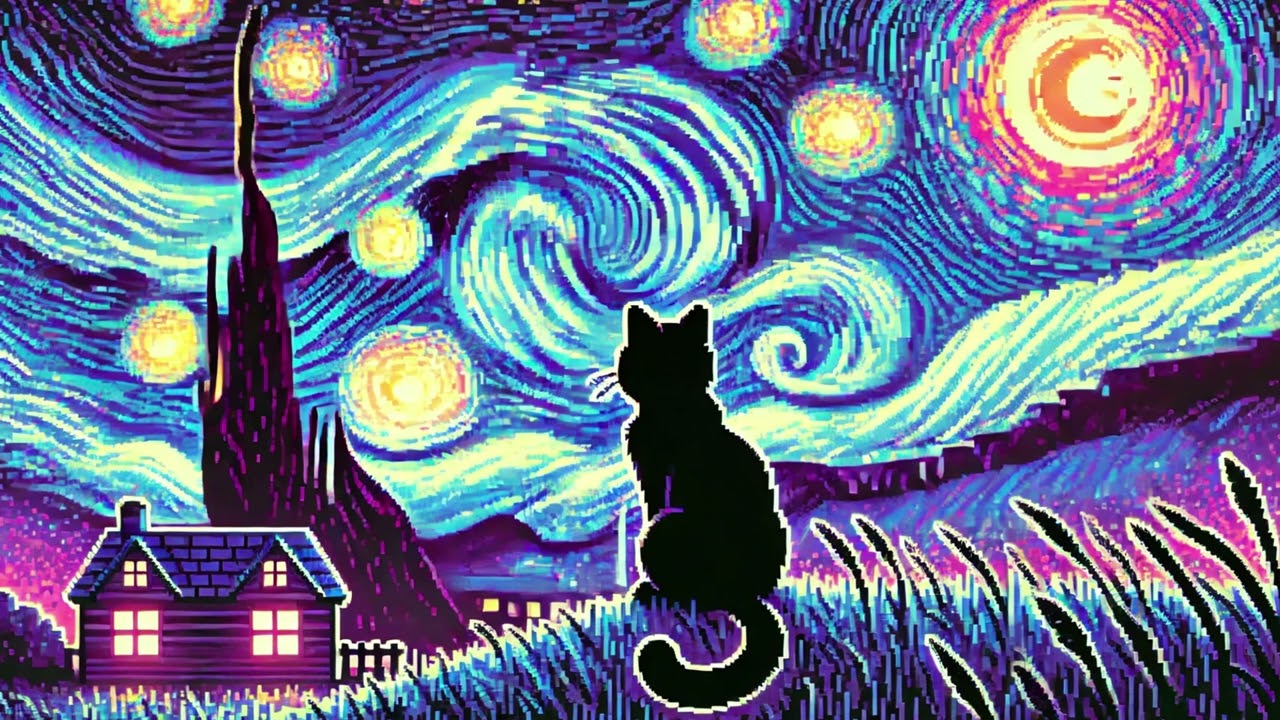 Cosmic Cat Under the Swirling Stars🌌🐱
