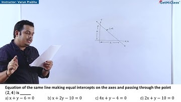 Equations of Lines with Equal Intercepts KCET 11th Mathematics 2D Geometry Straight Lines