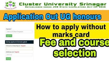 Cluster University Srinagar || How to Apply without marks card || fee and course |registration Open.