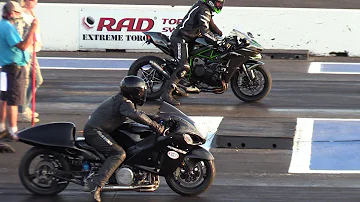 Nitro Hayabusa vs H2 Ninja and GSXR - motorbikes drag racing