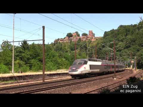 Ein- und zweistöckiges TGV- Doppel unter der Lutzelbourg in Lutzelbourg/ Lorraine (Grand Est)