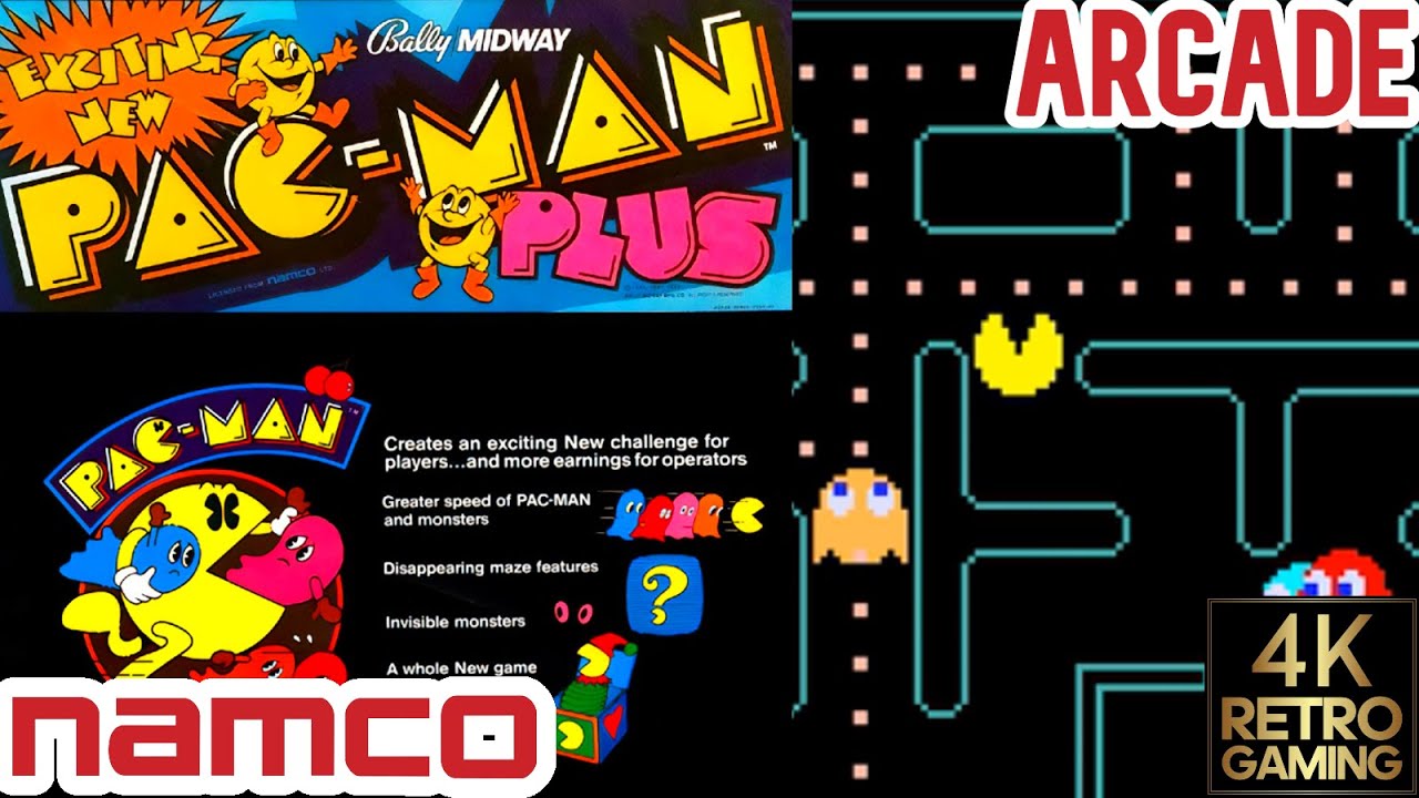 Pac-Man Plus Arcade ( Namco 1983 ) 4k Gameplay - YouTube