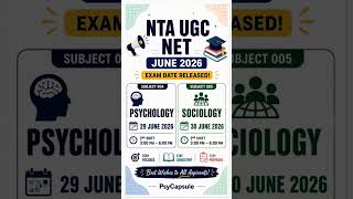 🚨 UGC NET June 2026 Exam Dates Out‼️ #ugcnet #examdate #ugcnet2026 #latestupdate #shorts #psycapsule