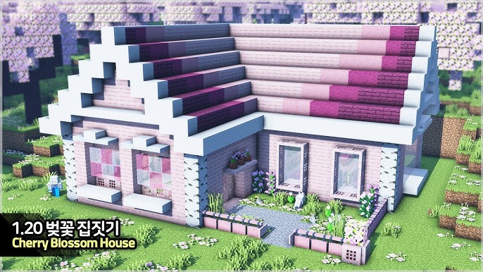 Cute pink aesthetic house tutorial - Minecraft Speedbuild 🌺 