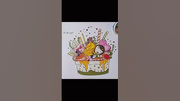 Tô bình yên vẽ hạnh phúc - Ăn đồ ngọt #chill #drawing #coloring #kulzsc #cute #flower #jisoo #candy