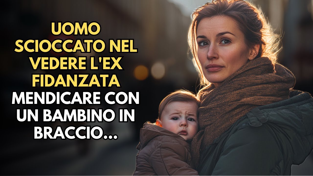 UOMO SCIOCCATO NEL VEDERE L'EX FIDANZATA MENDICARE CON UN BAMBINO IN BRACCIO
