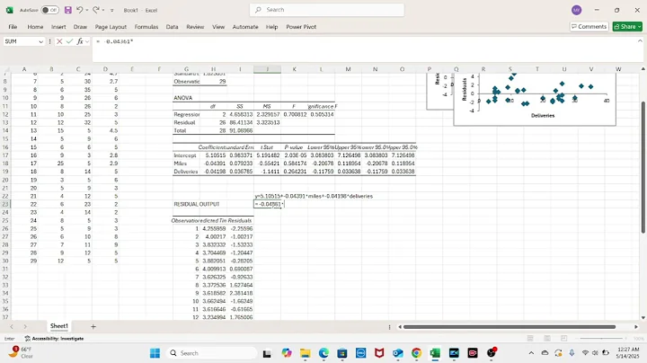 Multiple Linear Regression in Excel: step-by-step Analysis and Interpretation