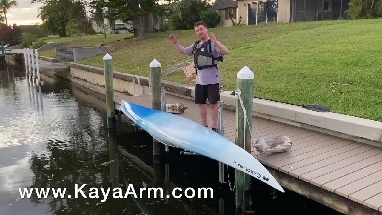 Demo of two KayaArms with tide pulley option from high fixed dock