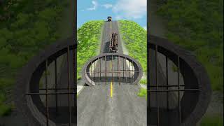 Long School Bus & Spider Car vs Drain Pipe - BeamNG.Drive #shorts #beamngdrive