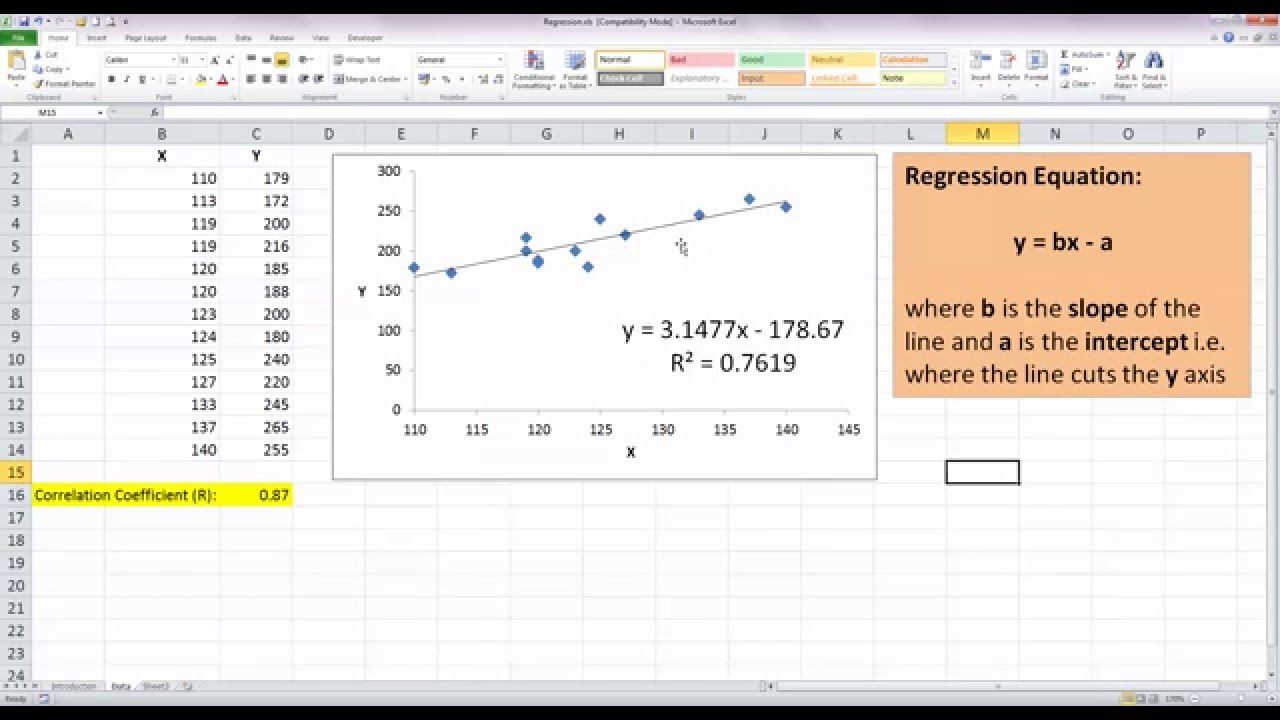 how to perform simple linear regression in excel 2010 youtube ggplot x axis ticks