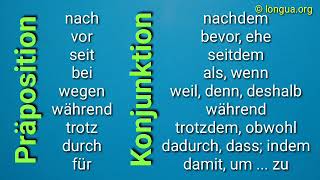 A1, A2, B1, B2, C1, Übungen, Erklärung, Präpositionen, Konjunktionen, nachdem, bevor, indem, dass,