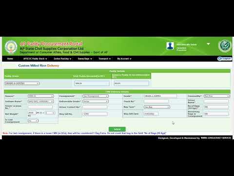 AP Paddy Procurement-Generation of CMR Truck chit in Miller login using Sortex & Nonsortex varieties