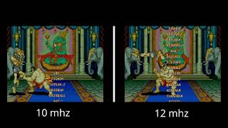 CPS-1 10mhz vs 12mhz - SF2 Hyper Fighting Unthrottled Sequence