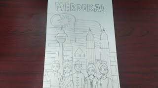 How to draw merdeka poster part 1