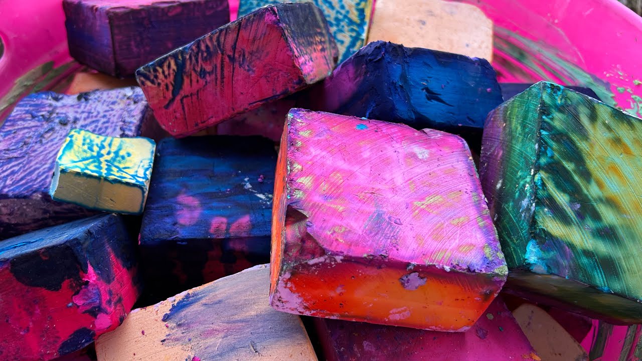 30 Dyed Gym Chalk Blox • Crunchy Gymchalk Mass Crush • Satisfying Chalk • Celebrating IG 20k • ASMR
